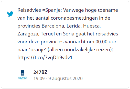 Oranje reisadvies voor zes Spaanse provincies